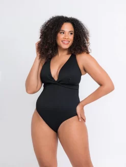 Curvy Kate Twist And Shout Non Wire One Piece Swimsuit -Swimwear Specialty Store CS024606NonWireOnePieceSwimsuitBlackFrontEdited