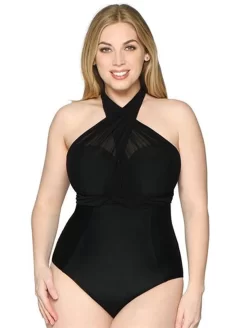 Curvy Kate Wrapsody One Piece Bandeau Swimsuit -Swimwear Specialty Store CurvyKateWrapsodySwimSuitBlackCS005600FrontAlt2