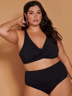 Everyday Sunday Hi-Waist Plus Swim Bottoms -Swimwear Specialty Store ESBL001BXBlackbottomfrontfashionEDITED