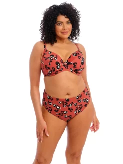 Elomi Kotiya Mid Rise Bikini Brief -Swimwear Specialty Store ElomiKotiyaMidRiseBikiniBriefES800972PlungeBikiniTopES800902TerracotaFront