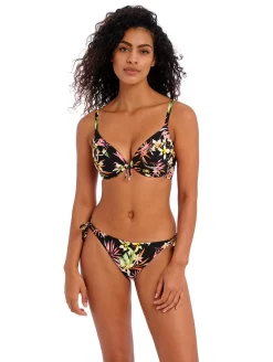 Freya Savana Sunset Tie Side Bikini Brief -Swimwear Specialty Store FreyaSavannaSunsetTieSideBikiniBriefAS204175PlungeBikiniTopAS204127BlackMultiFloralFront