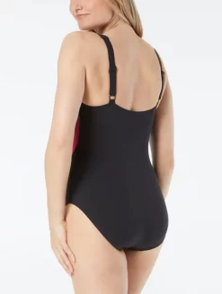 Swimwear Specialty Store -Swimwear Specialty Store GabarScoopNeckOnePieceSWimsuitBlackPlumG8D405Back