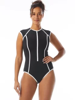 Beach House Zip Front One Piece Swimsuit