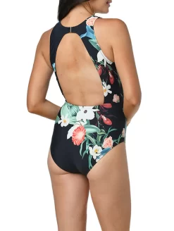 Jantzen Botanical Beauty Farrah High Neck One Piece Swimsuit 7 Jantzen Botanical Beauty Farrah High Neck One Piece Swimsuit -Swimwear Specialty Store JZ22035MFarrahHighNeckOnePieceBlackBackEdited
